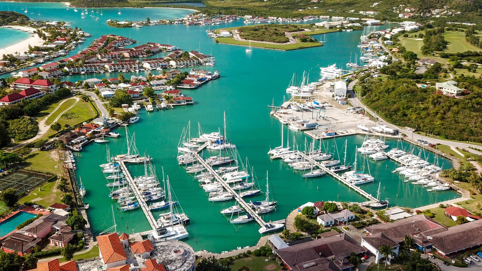 Jolly Harbour Marina aerial view