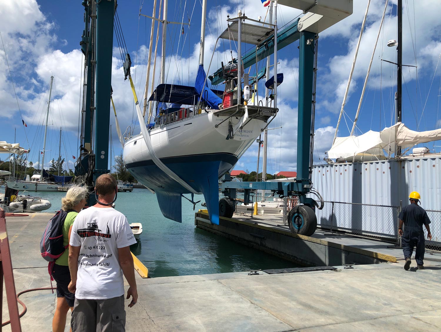 Haul Out Travelift Jolly Harbour Marina Boatyard